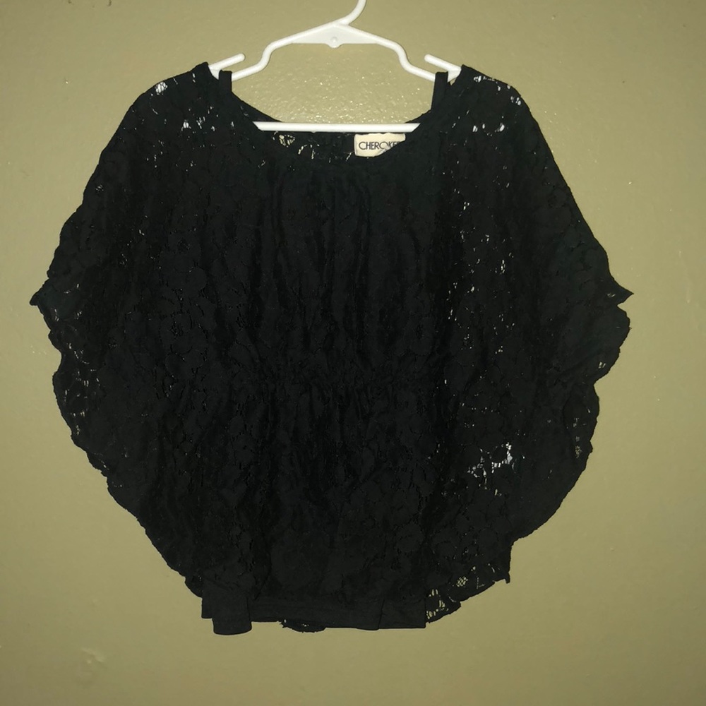 Black Short sleeve lace top